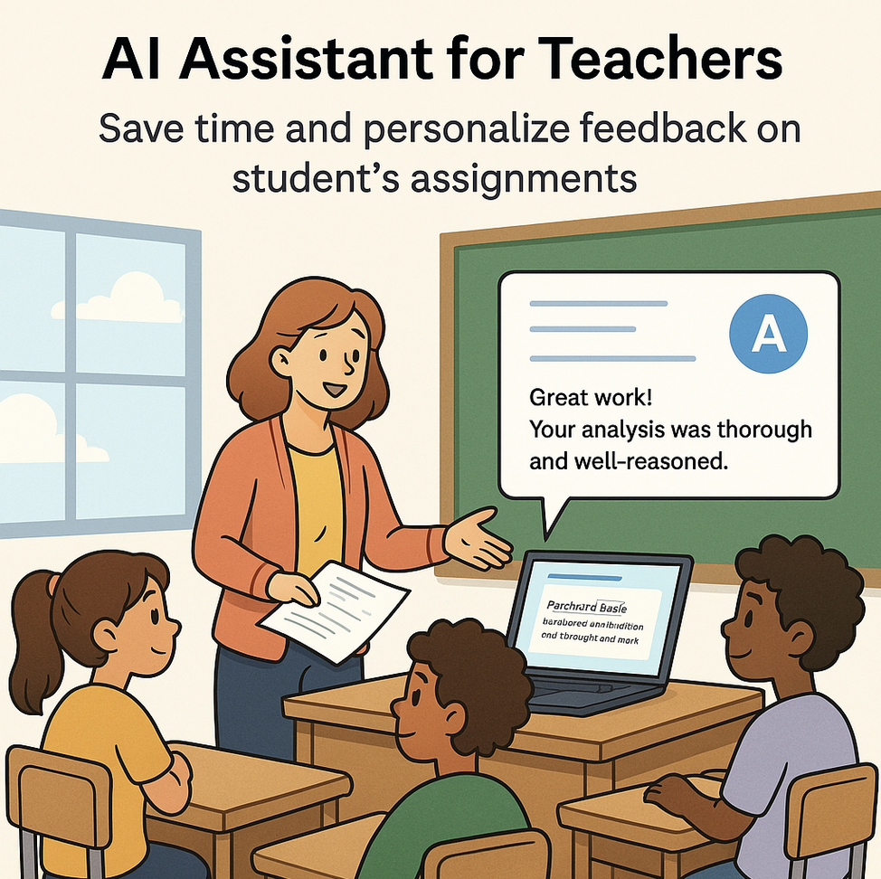 Teacher sharing feedback with students